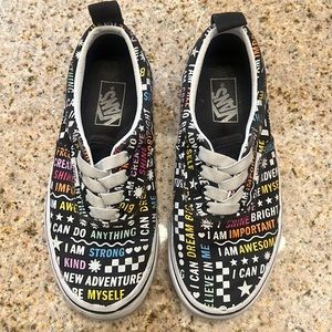 Girls vans with motivational words. Used a few times. Smoke and pet free home.